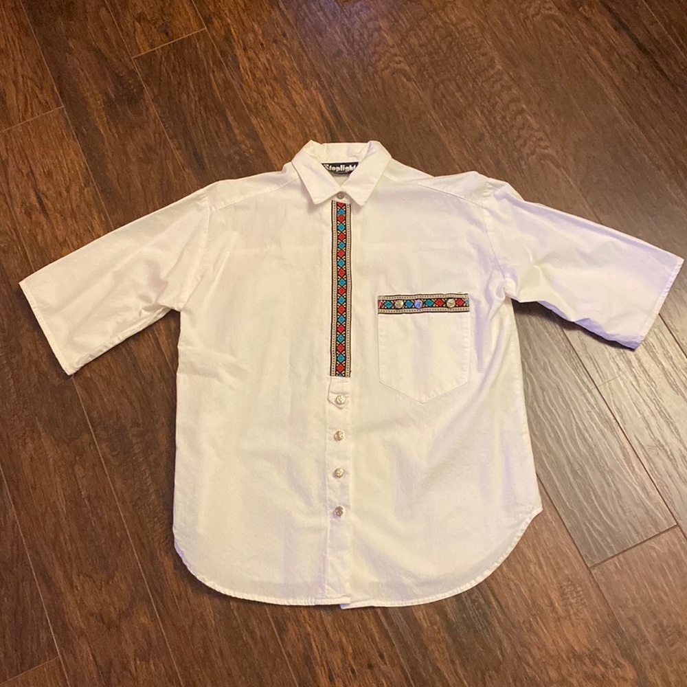 Vintage Aztec Design Button Down Shirt